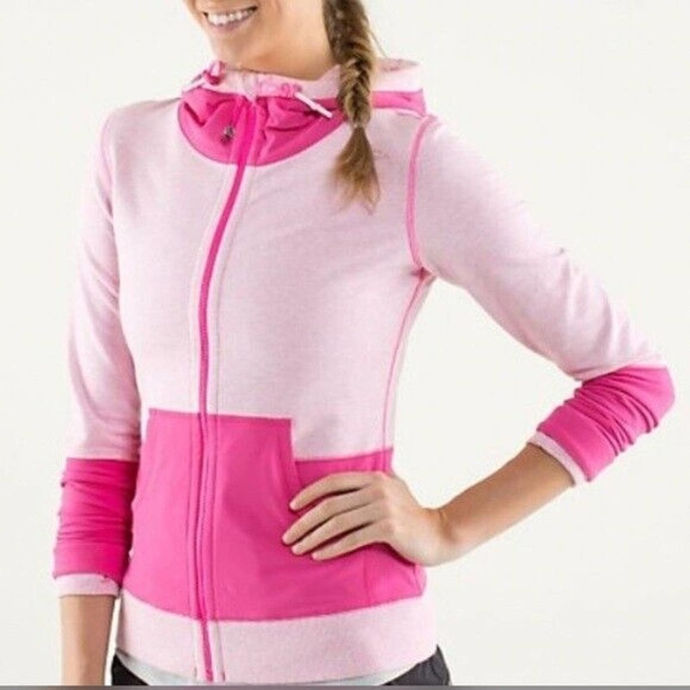 Lululemon pink colorblock warmup jacket pullosize 4